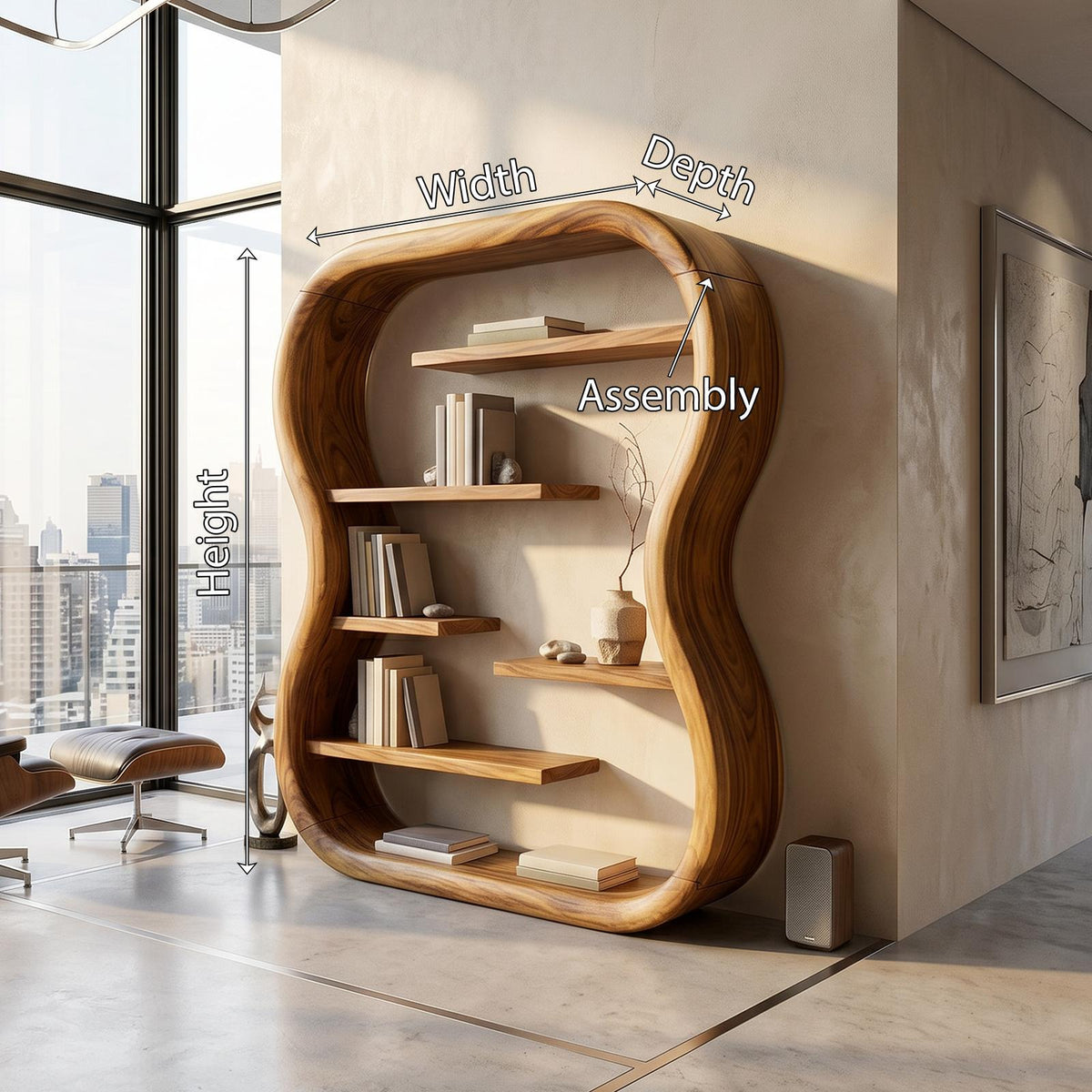 Contemporary Organic Bookshelf With Curved Frame SILDTTRBS031