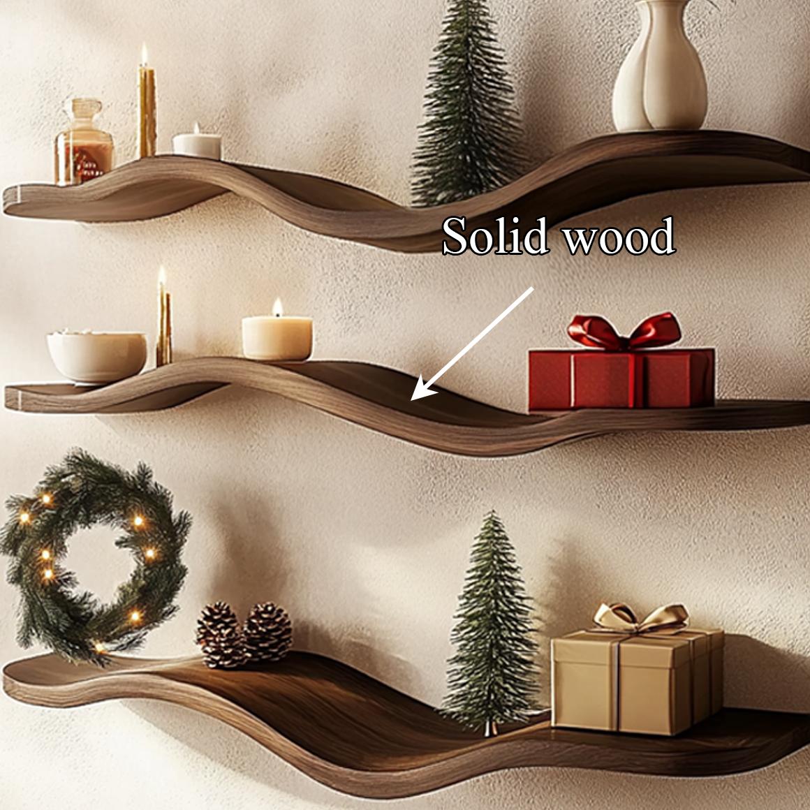 Mid Century Modern Wave Shelf, Handcrafted Wavy Floating Display Shelf for Living Room & Entryway Decor