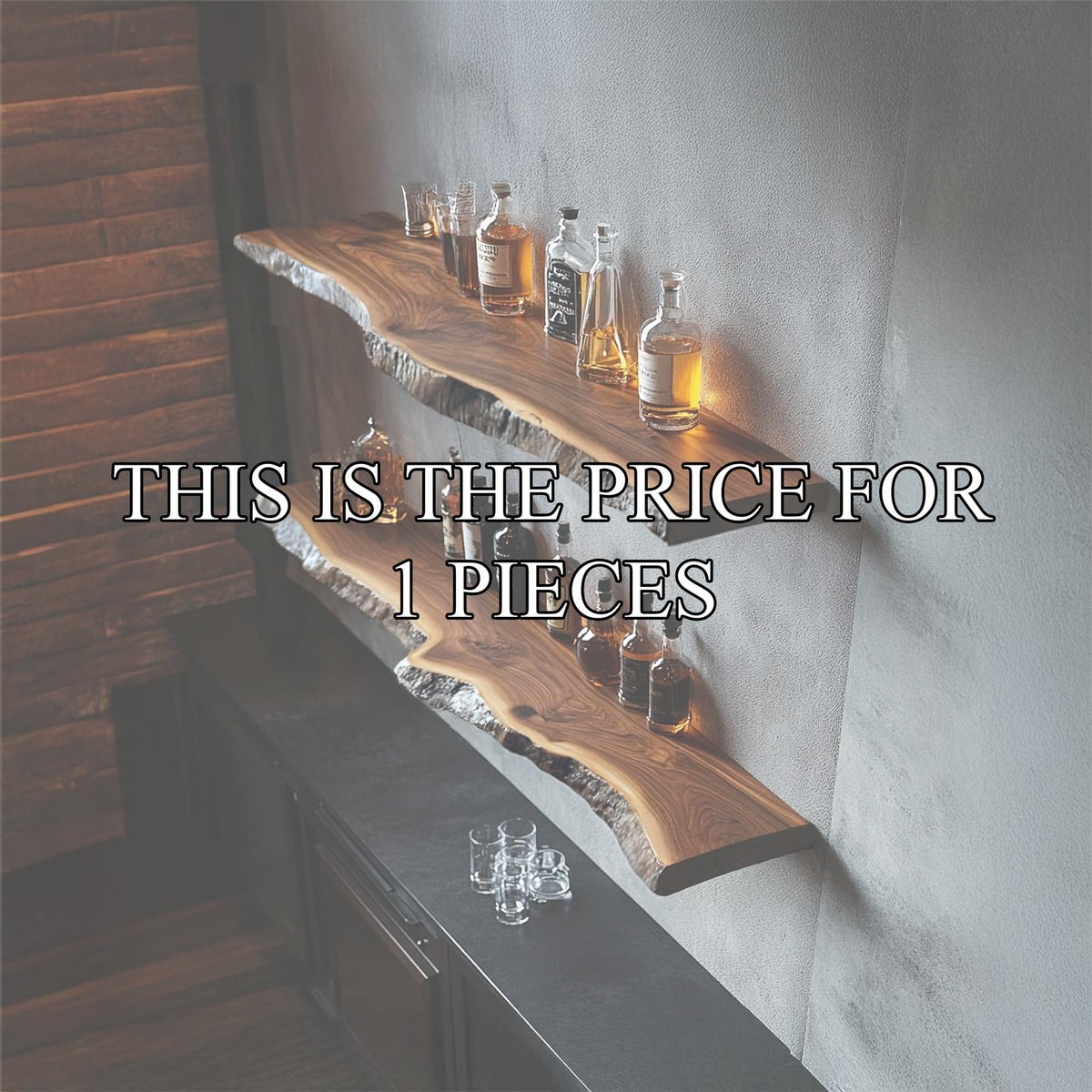 Handcrafted Live Edge Bar Shelf Solid Wood Dining Room Interior Storage