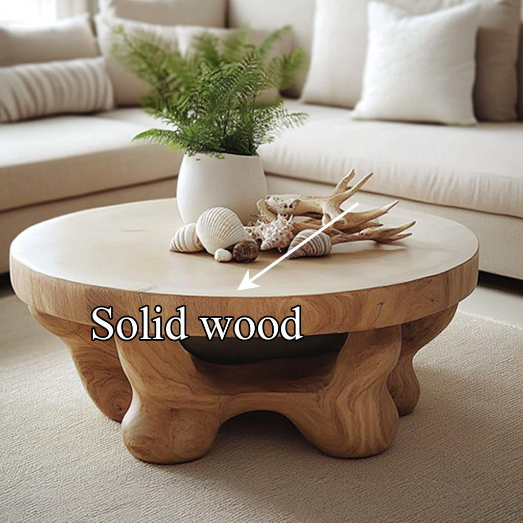 Spry Interior Mid Century Modern Solid Wood Coffee Table, Family Room Accent Center Table, Model SINLSACF153