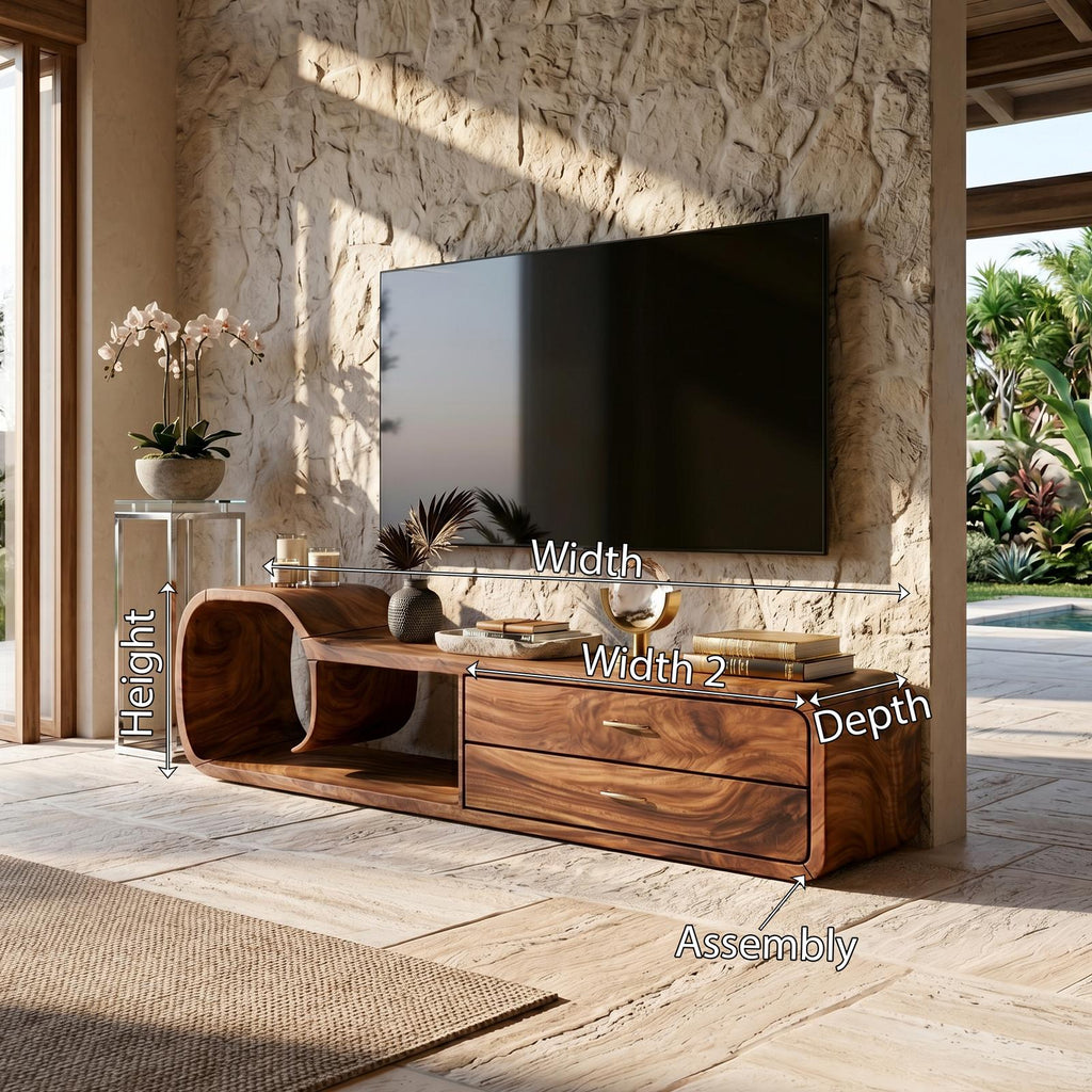 Sculptural Wooden TV Cabinet Organic Modern Design