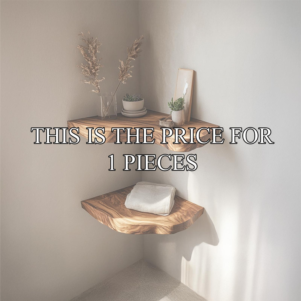 Rustic Live Edge Corner Floating Shelves Solid Wood Living Room Interior Display