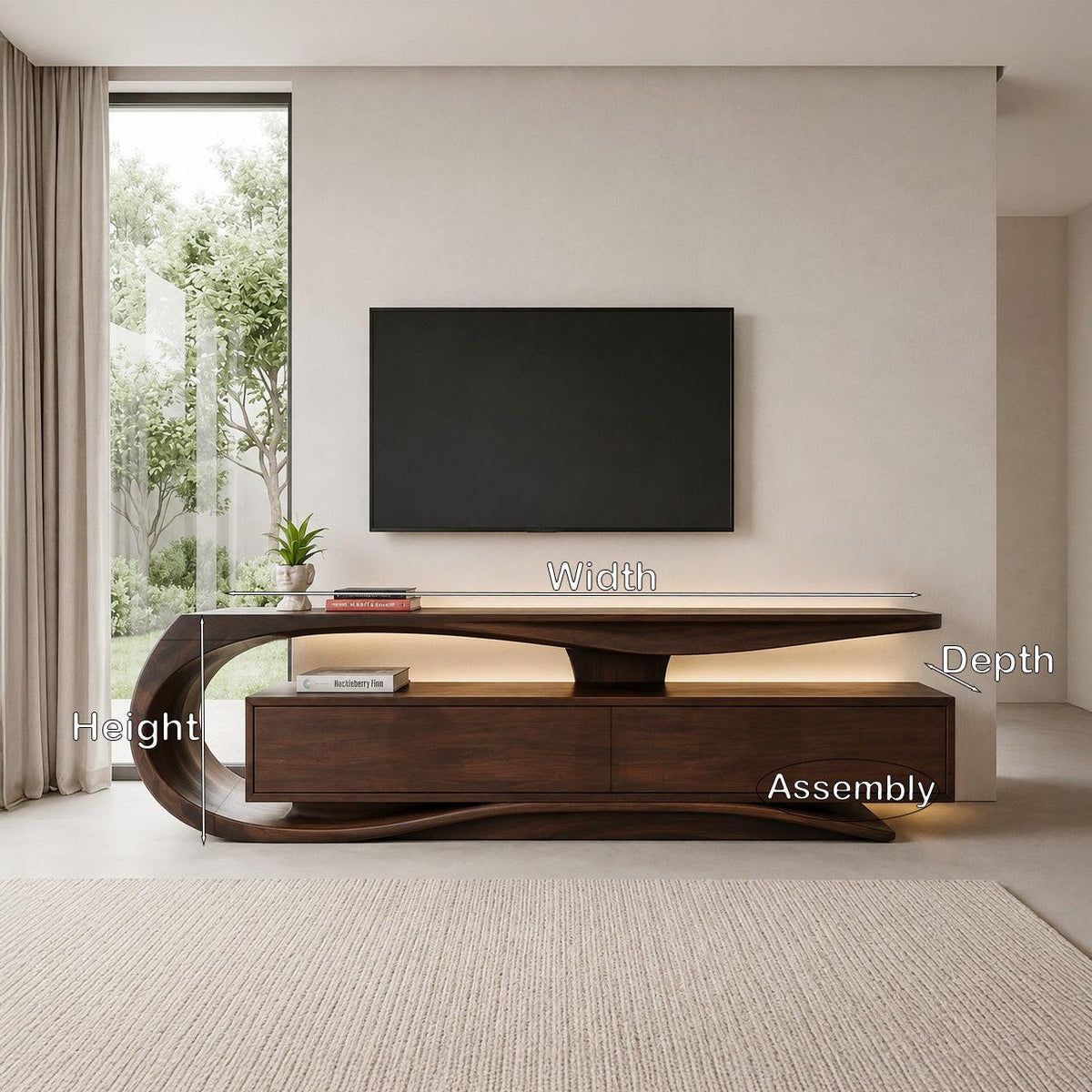 Luxury Curved Wooden TV Console For Interiors