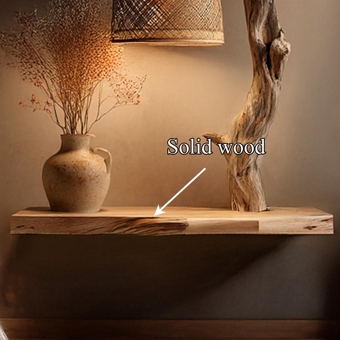 Sculptural Solid Wood Floating Shelf, Handcrafted Accent Wall Display Ledge for Bedroom