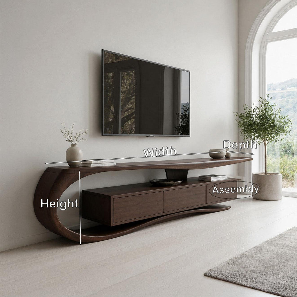 Minimalist Curved TV Console For Living Room