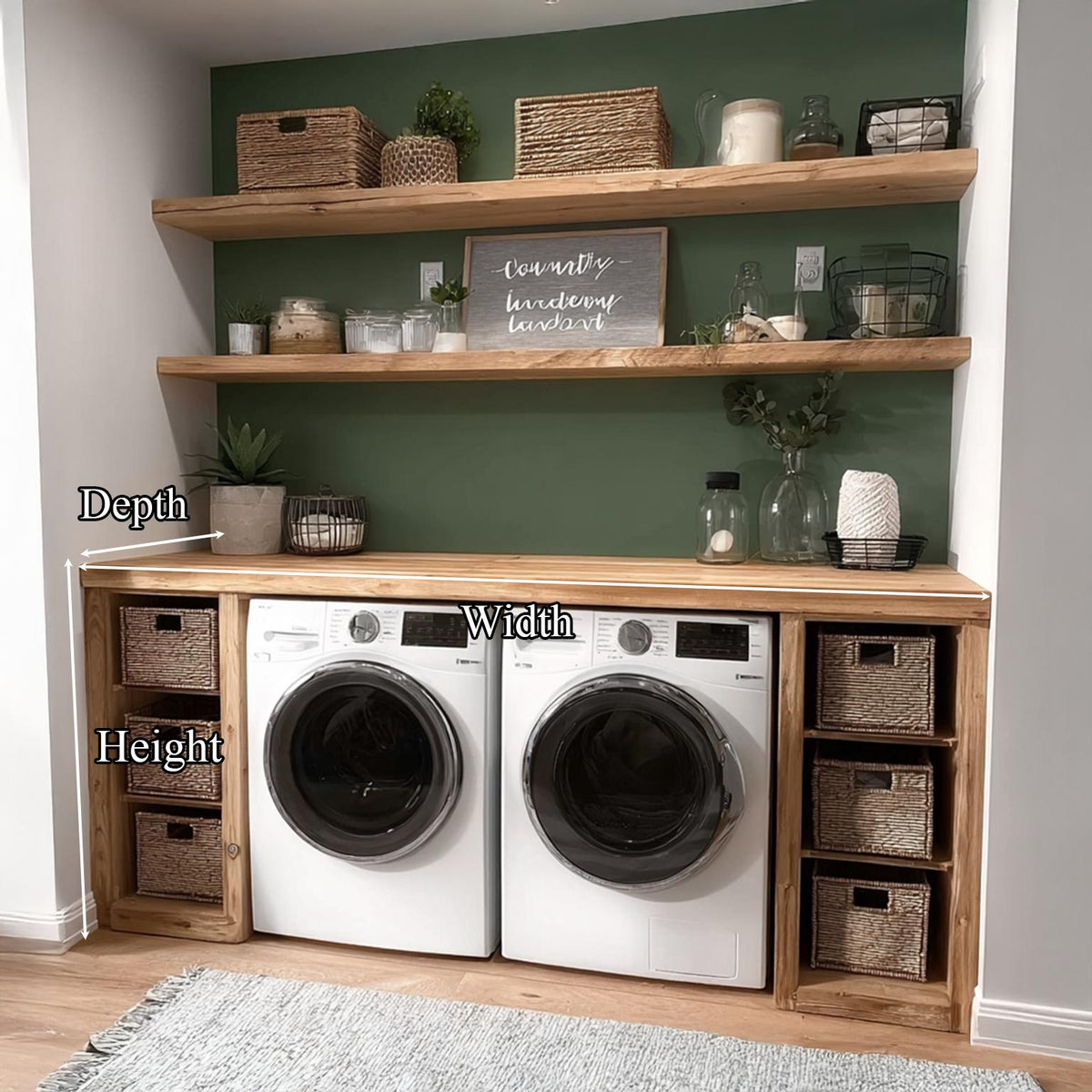Laundry Furniture Set Solid Wood Custom Rustic Gift