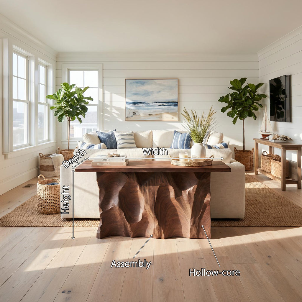 Minimalist Raw Edge Hall Table For Apartment Entryway Space