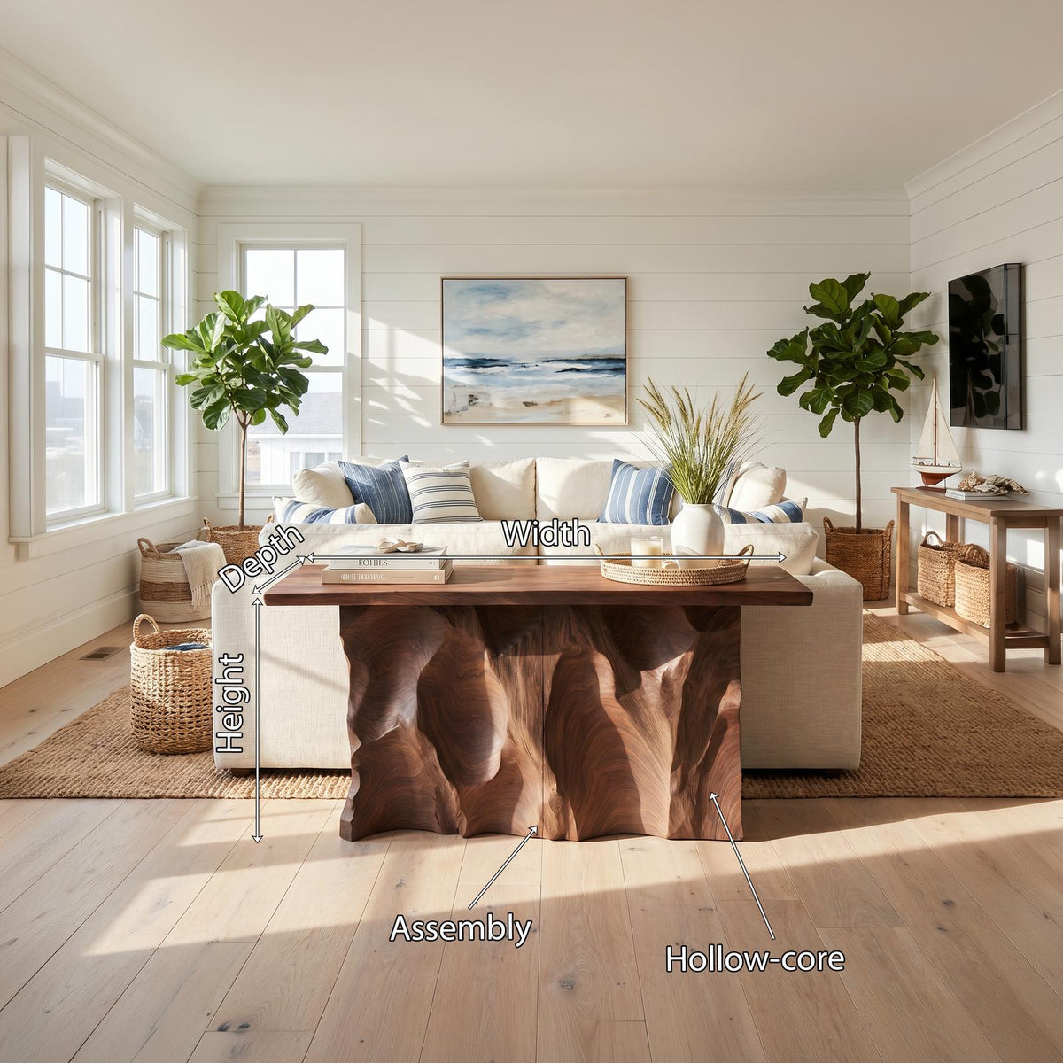 Minimalist Raw Edge Hall Table For Apartment Entryway Space