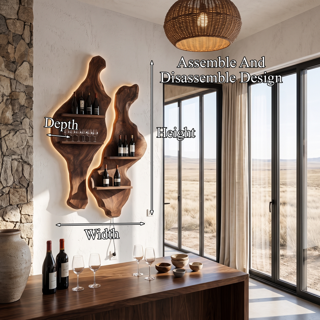 Rustic Sculptural Wine Holder Wall Mounted Bottle Storage