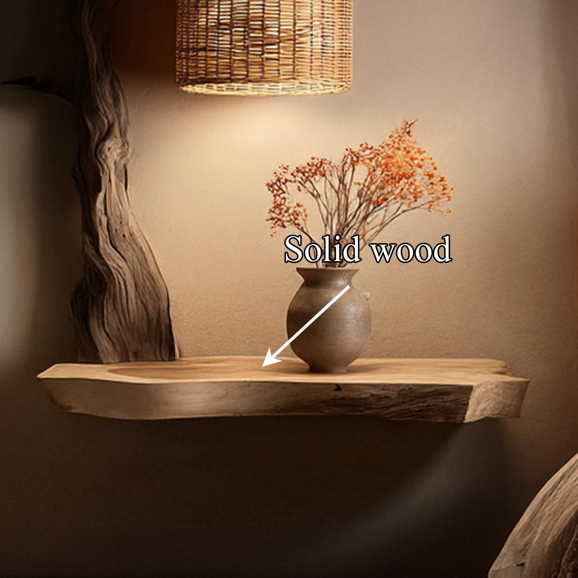 Organic Tree Branch Floating Wood Shelf, Wall Mounted Accent Display Shelf for Bedroom