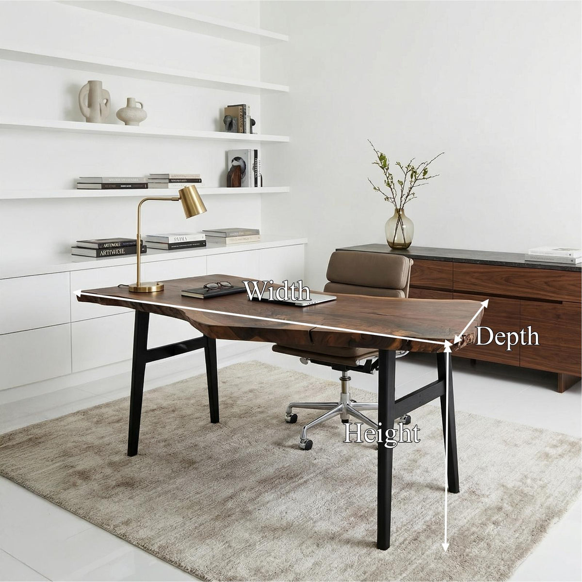 Modern Work Desk, Solid Wood Writing Table, Home Office computer & Study Room Desk Workstation