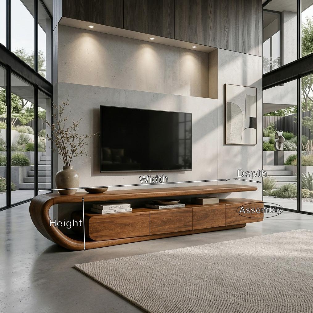 Handcrafted Natural Wood TV Console For Luxury Interior