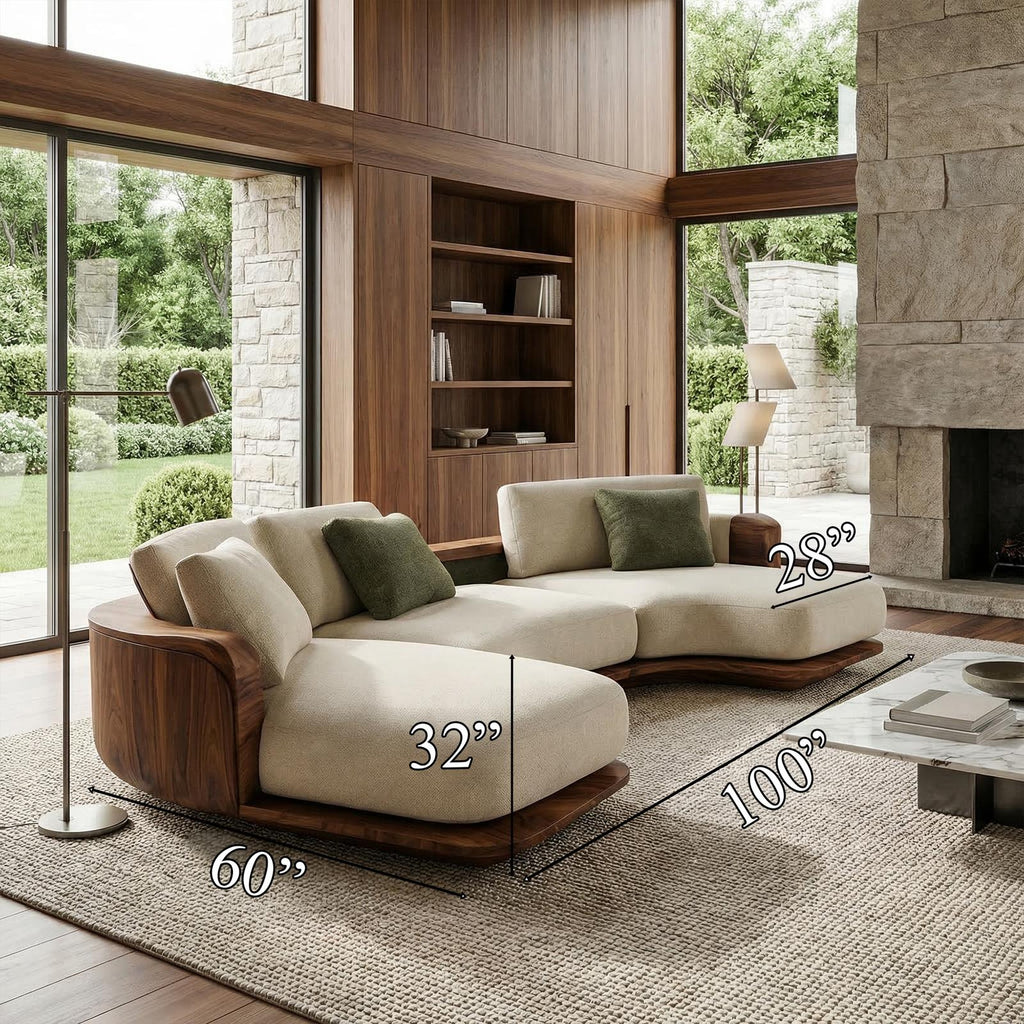 Sculptural Curved Sectional Sofa Frame Solid Wood Flowing Form Living Room And Lounge