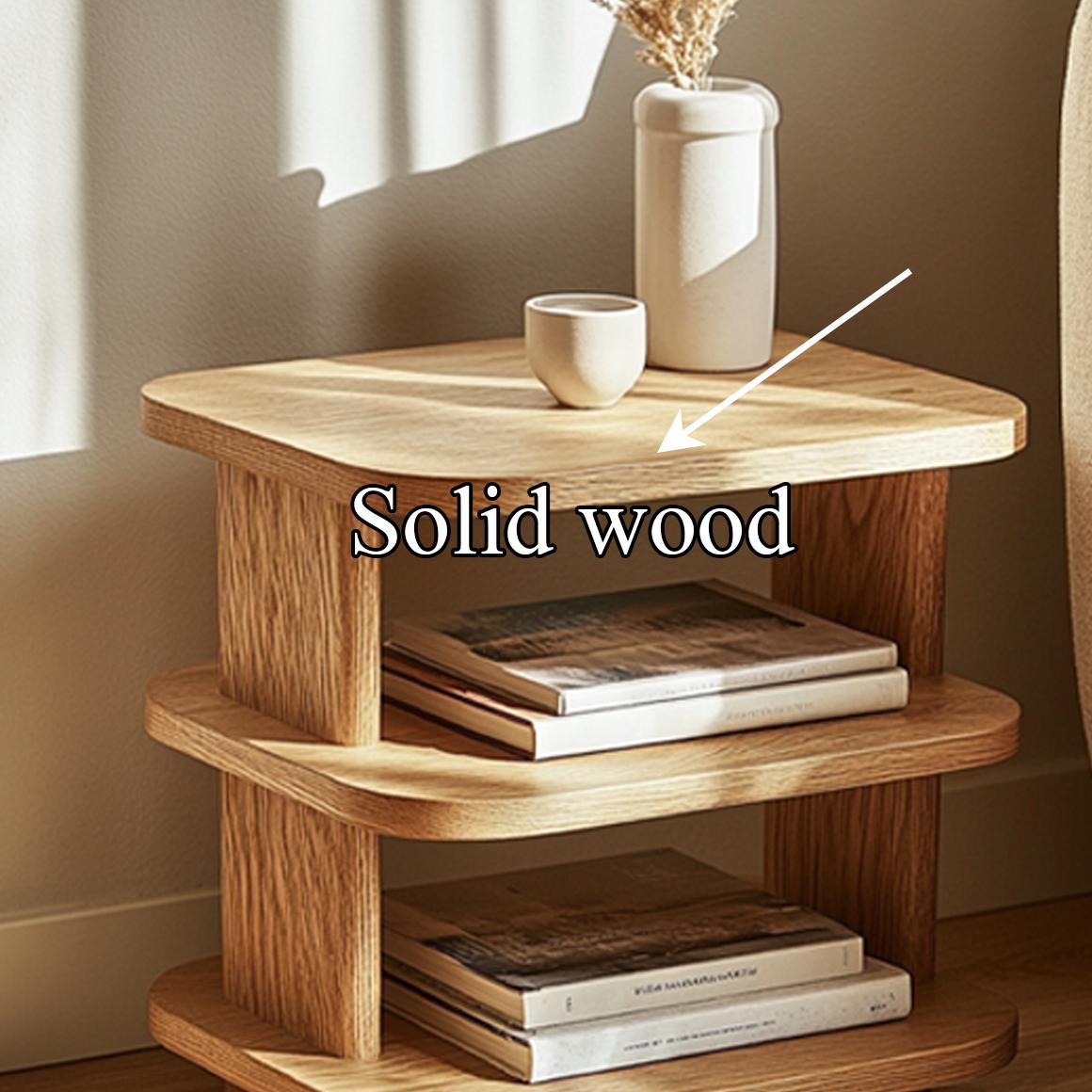 Mid Century Modern Multi Tier Wood Side Table, Handcrafted 2-Tier End Table & Nightstand for Living Room