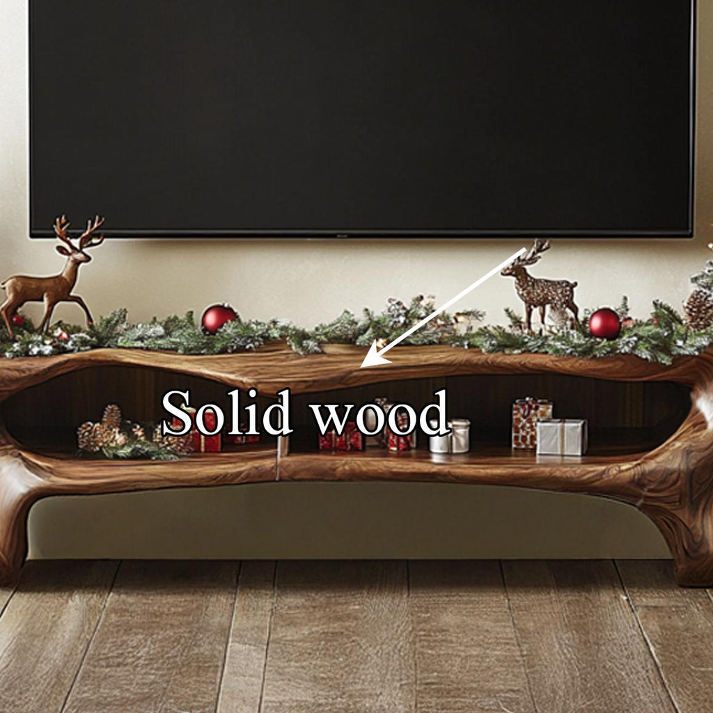 Rustic Wooden TV Cabinet, Solid Wood Media Console Storage Credenza, Farmhouse Television Stand for Living Room