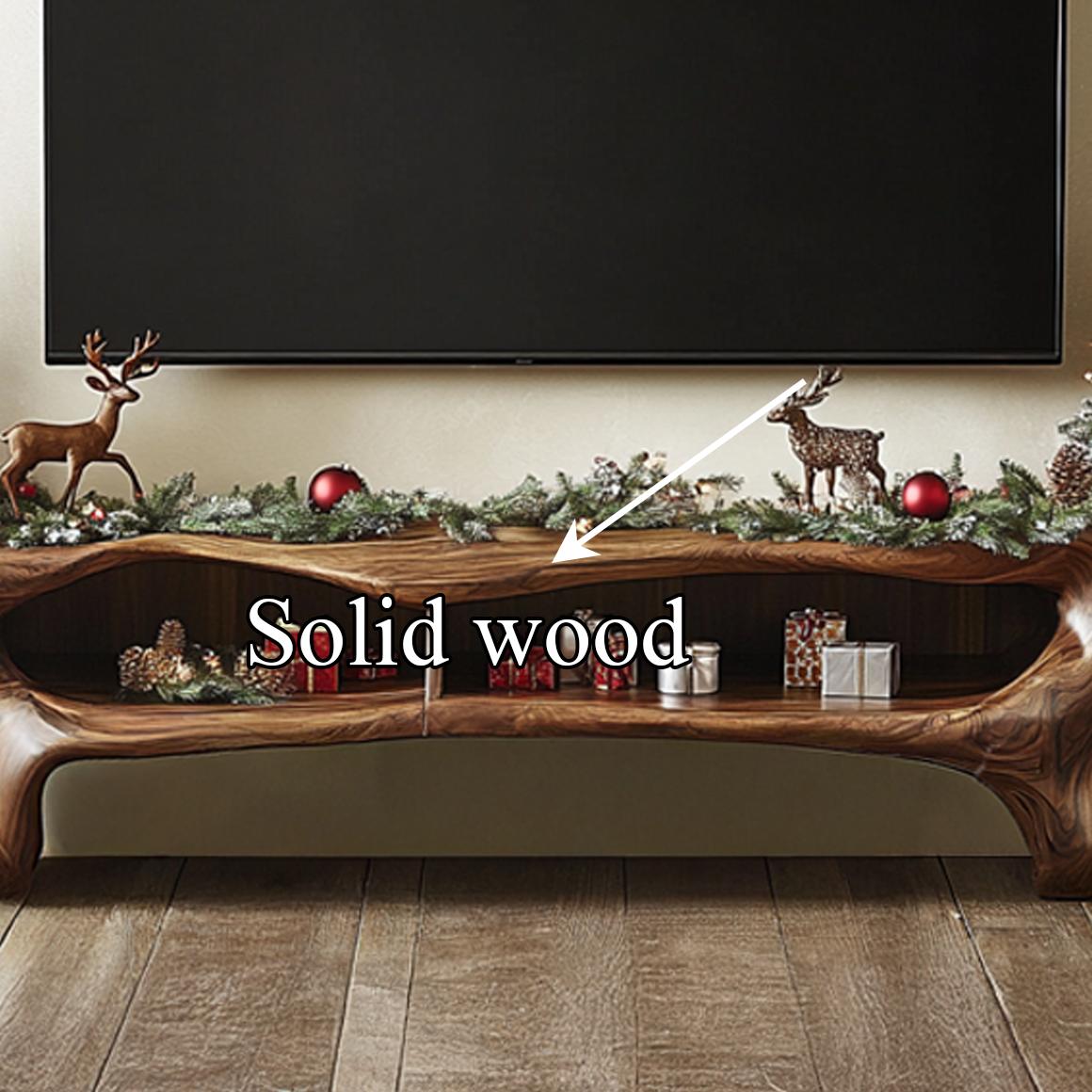 Rustic Wooden TV Cabinet, Solid Wood Media Console Storage Credenza, Farmhouse Television Stand for Living Room