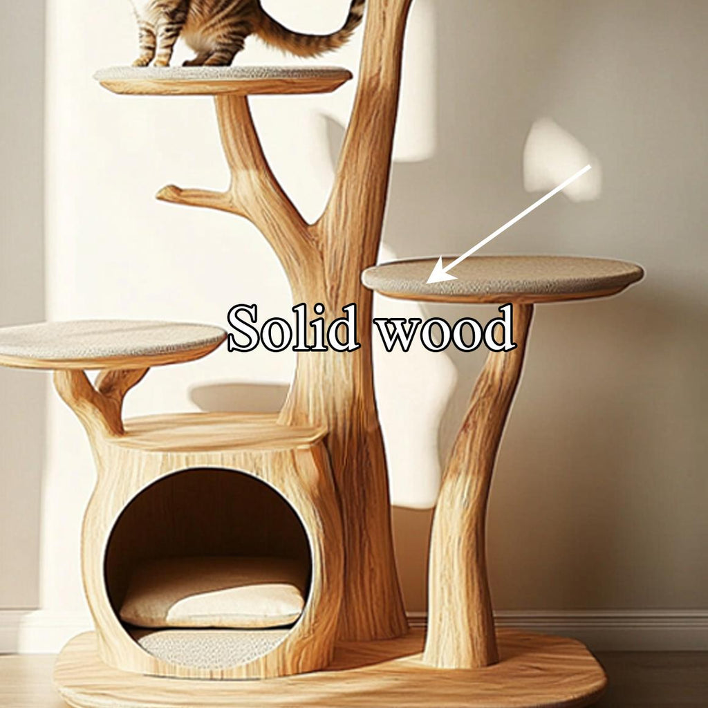 Rustic Cat Tree Stand Living Room Pet Furniture With House