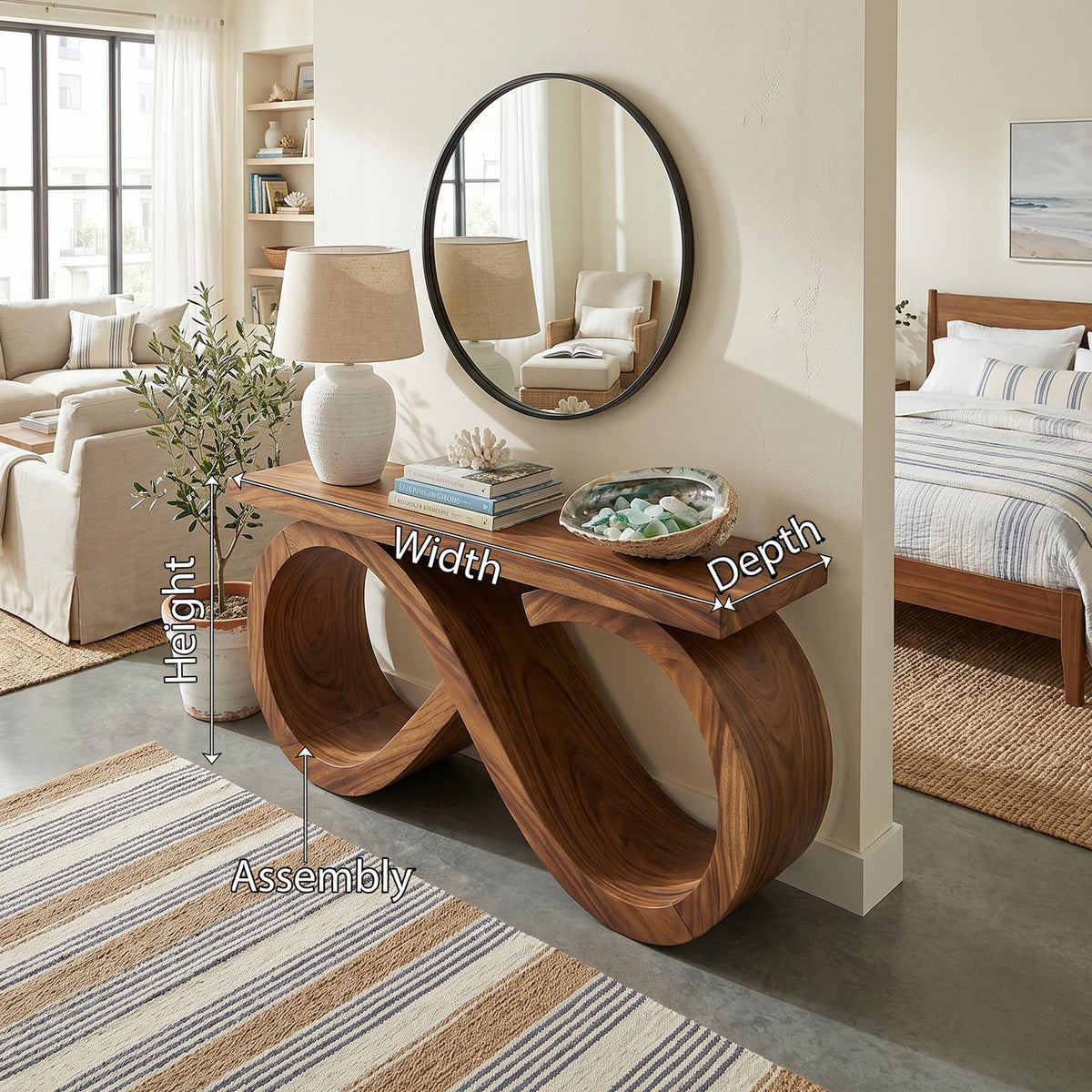 Contemporary Infinity Loop Console Table Modern Hallway SILDTTRCS072