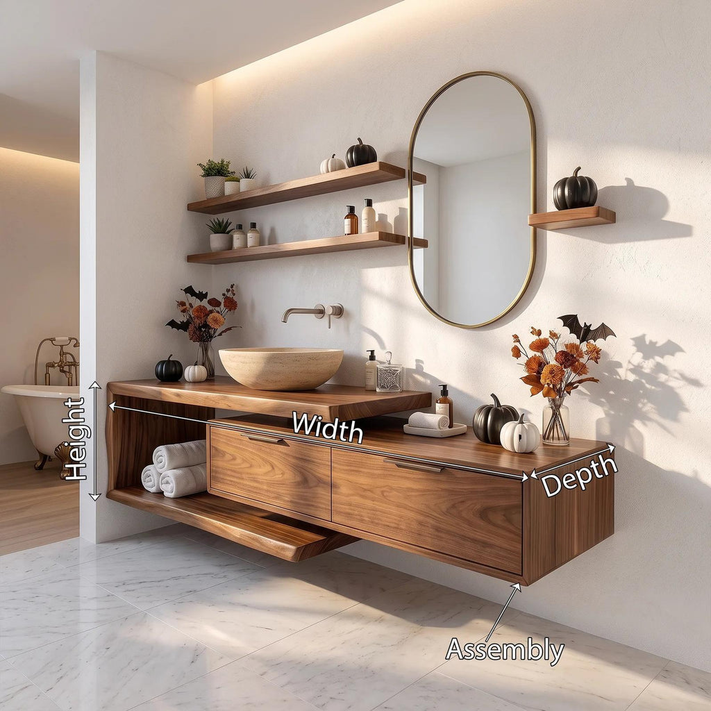 Handcrafted Mid Century Floating Vanity Primary Ensuite