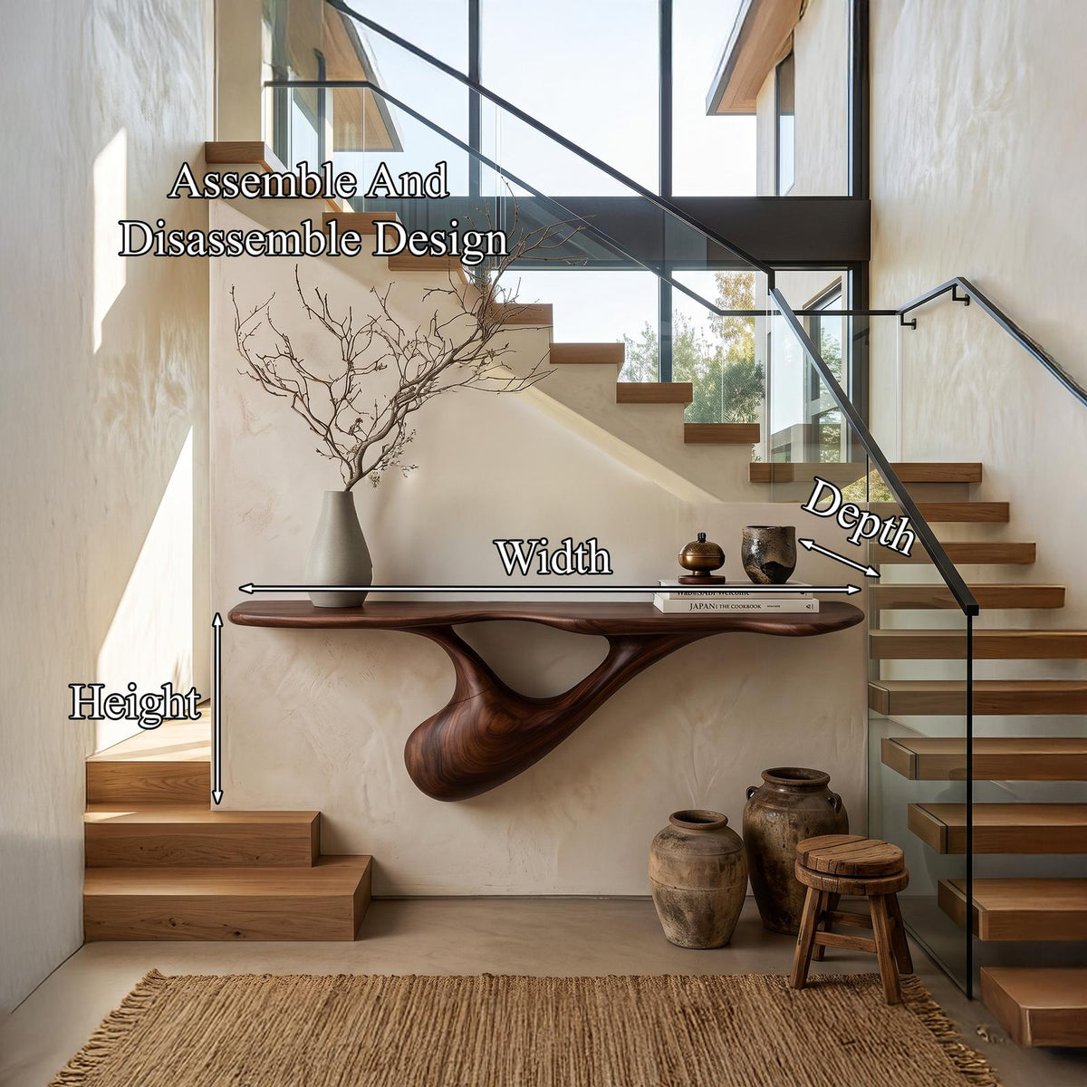 Organic Wall Mounted Console Table With Sculptural Tree Root Design For Entryway SINLHACS656