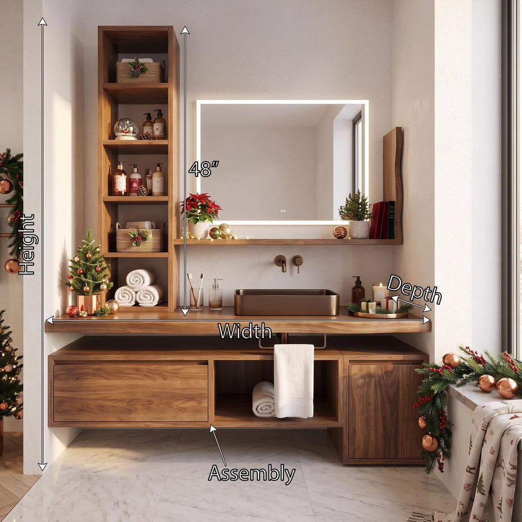 Handcrafted Scandinavian Christmas Floating Vanity Holiday Cottage