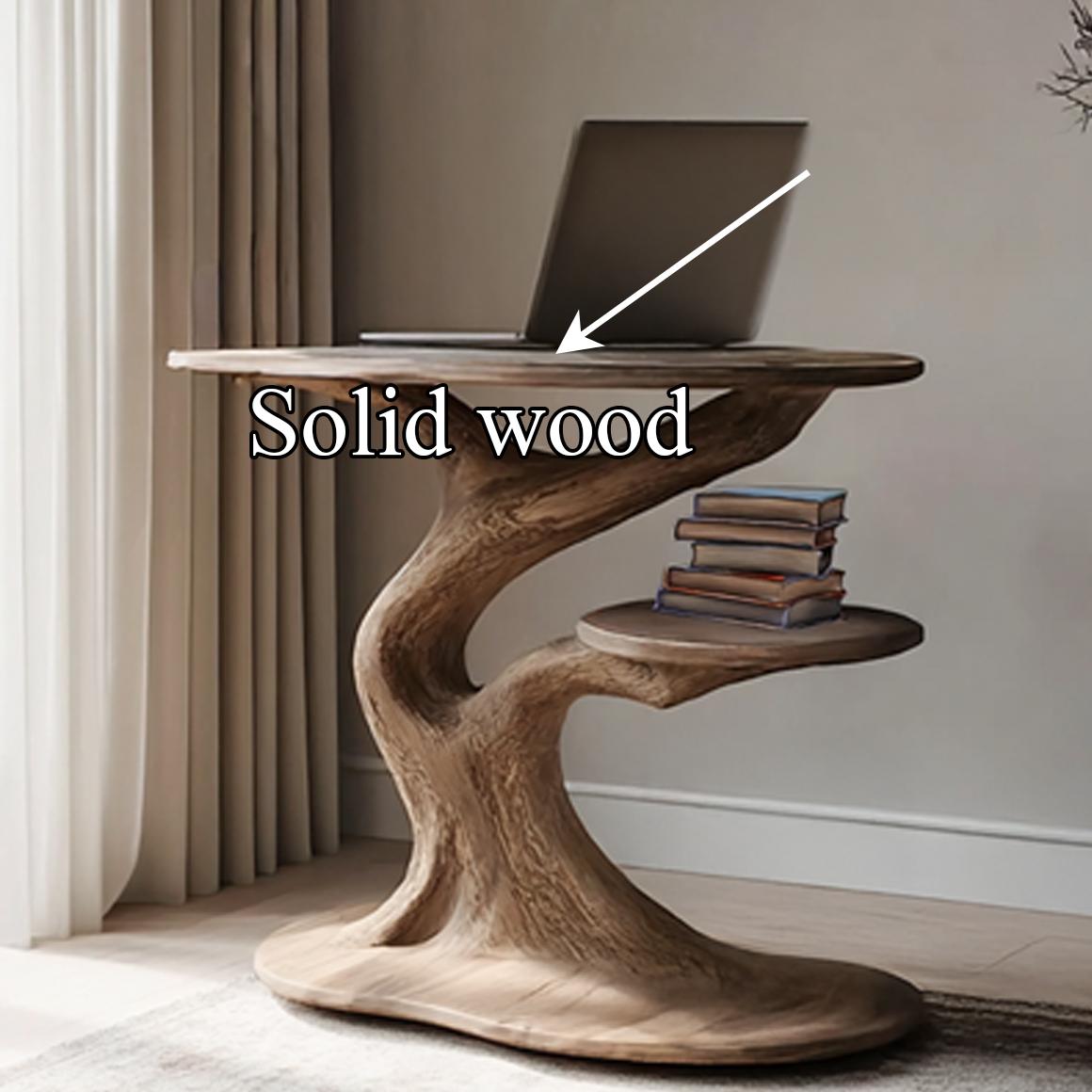 Rustic Wood End Table, Compact Accent Side Table for Home Office & Reading Nook, Handcrafted Small Coffee Table Wood