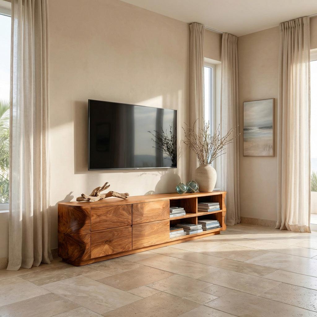 Spry Interior Quiet Luxury Modern Sideboard Cabinet, Handcrafted Wood Credenza Buffet and TV Console for Living Room, Model RTTHHNSD022