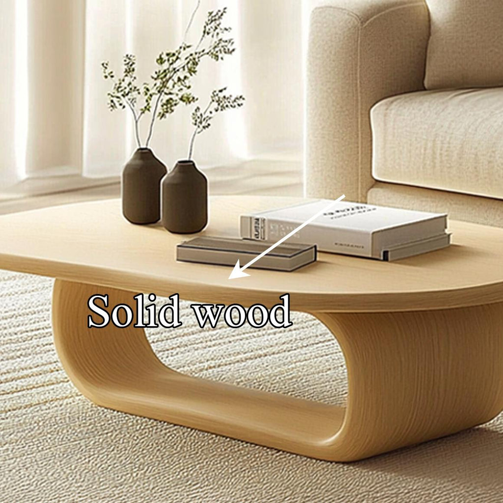 Mid Century Modern Solid Wood Coffee Table, Small Space Apartment Accent Center Table, Model