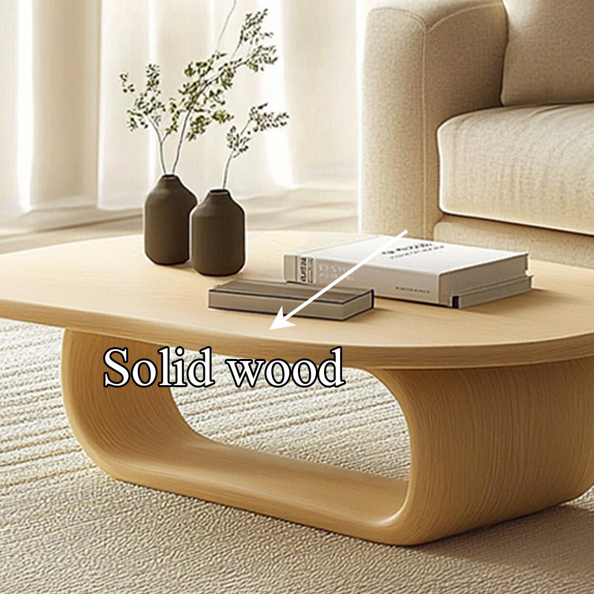 Mid Century Modern Solid Wood Coffee Table, Small Space Apartment Accent Center Table, Model