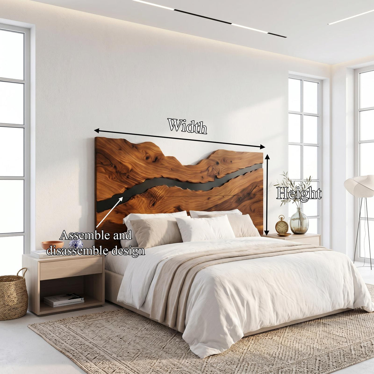 Rustic Headboard Slatted Bed Headboard For Bedroom SINLSAHB035