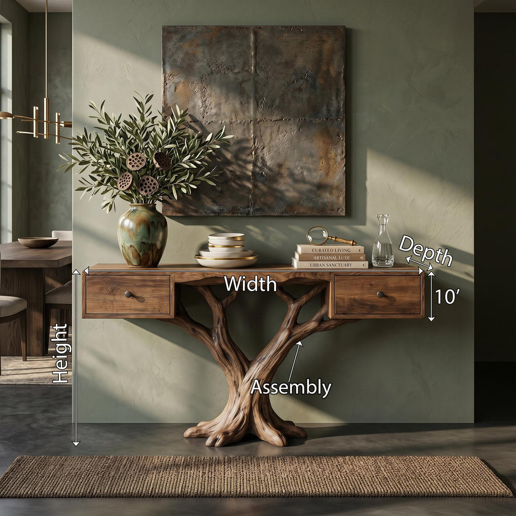 Organic Live Edge Console Table Contemporary Hallway