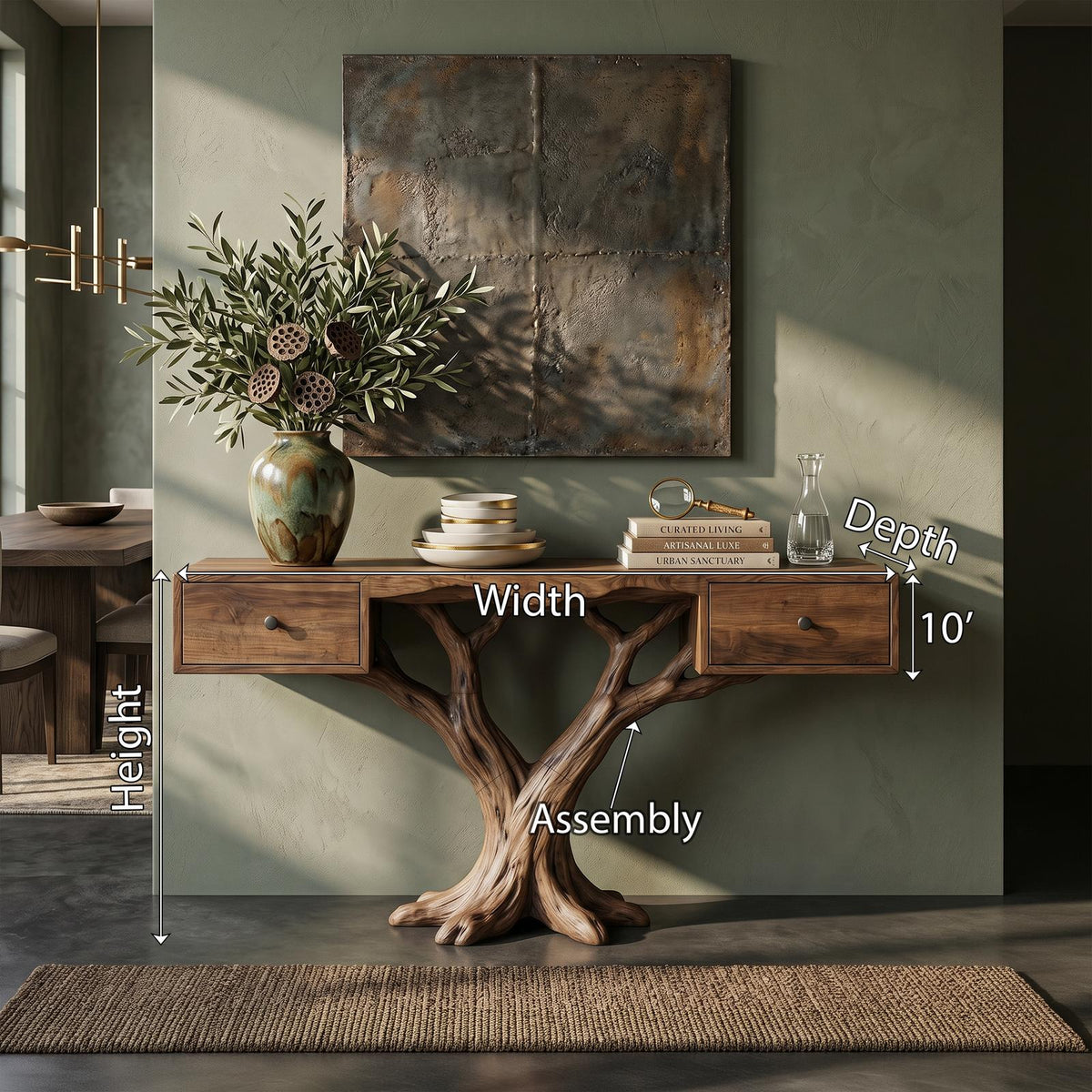 Organic Live Edge Console Table Contemporary Hallway