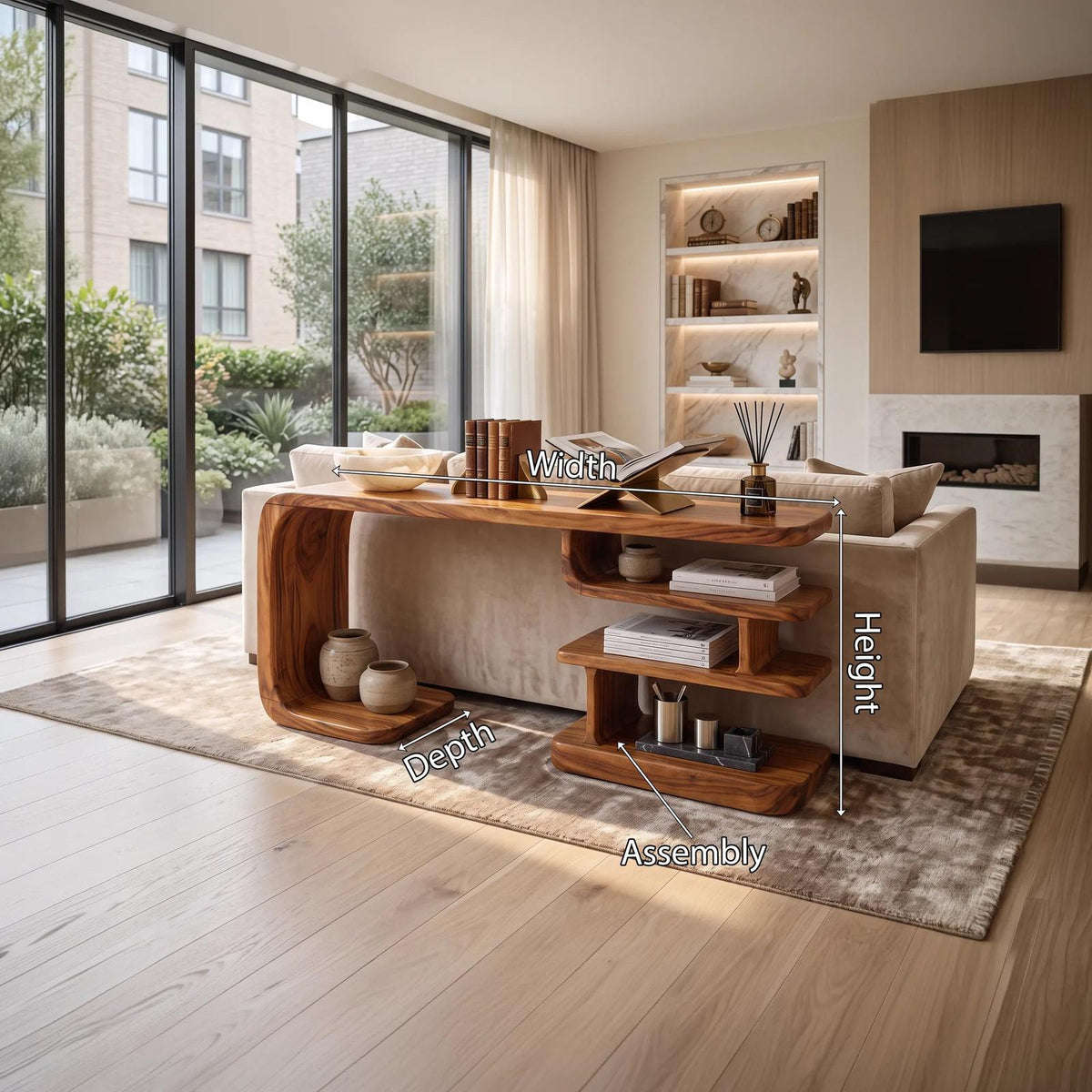 Contemporary Layered Shelf Console For Living Room SILDTTNCS189