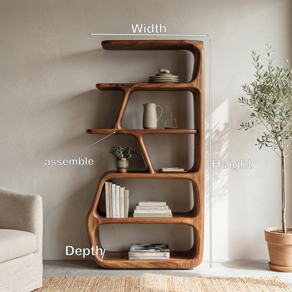 Rustic Wooden Standing Shelf, Compact Tiered Storage Organizer, Farmhouse Style Bookcase Rack for Apartment