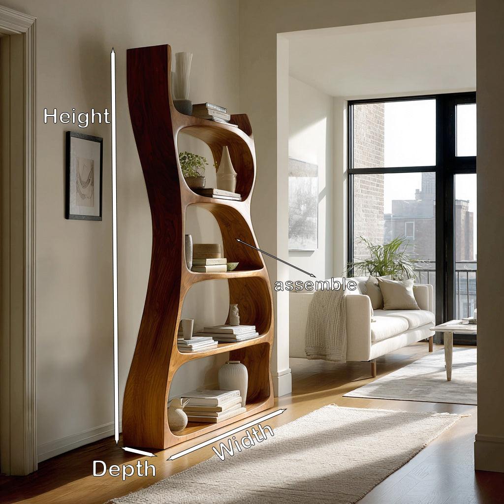 Elegant Natural Wood Standing Shelf, Tiered Entryway Display Organizer, Modern Timber Bookcase Storage Rack