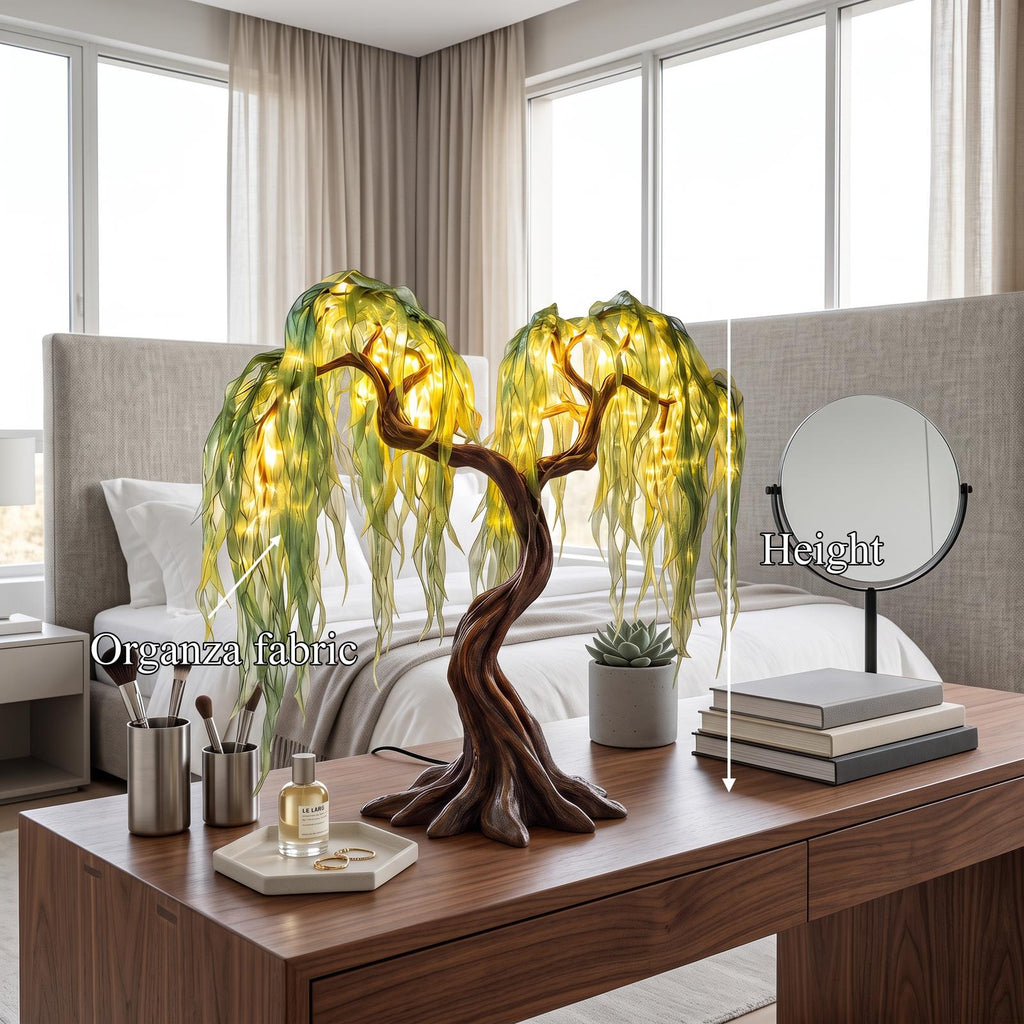 Rustic Fairy Light Tree Table Lamp For Nightstand