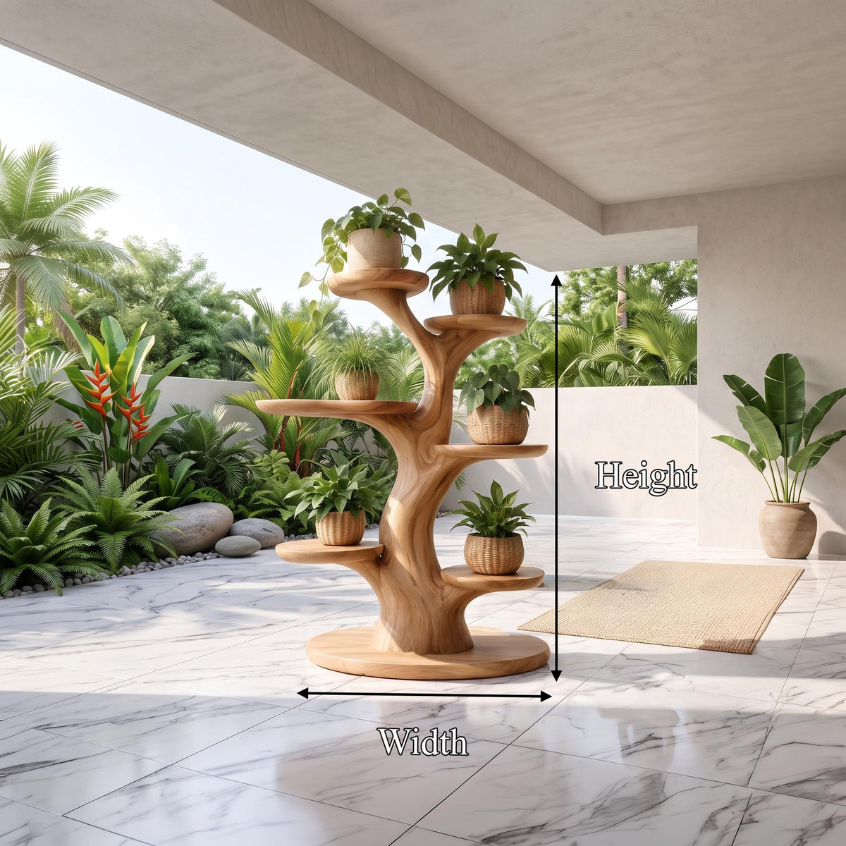 Organic Plant Stand With Flowing Tiered For Balcony SINLSAPT024