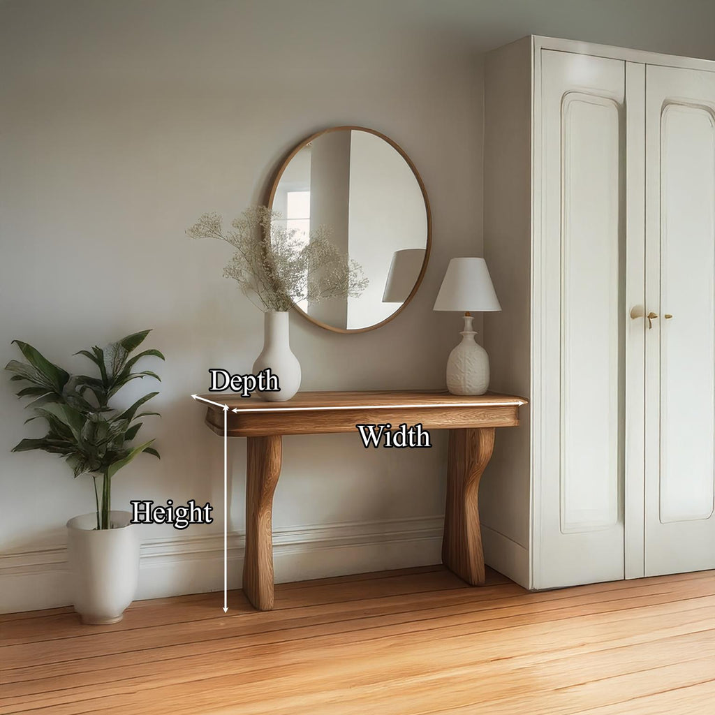 Mid Century Sculptural Solid Wood Console Table, Hallway Accent Sofa Table, Model