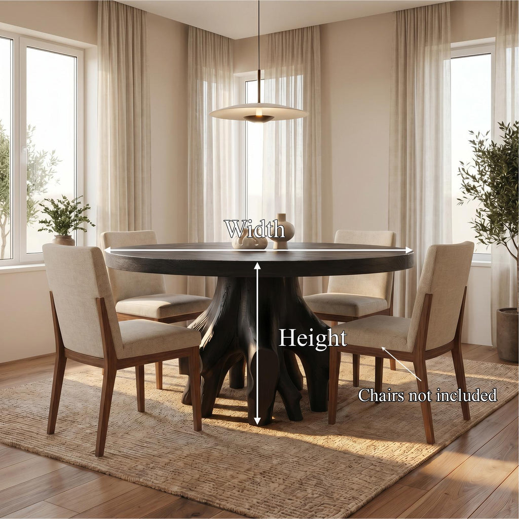 Spry Interior Rustic Tree Root Dining Table, Handcrafted Natural Live Edge Solid Wood Dining Room & Kitchen Table, SINLSADT170