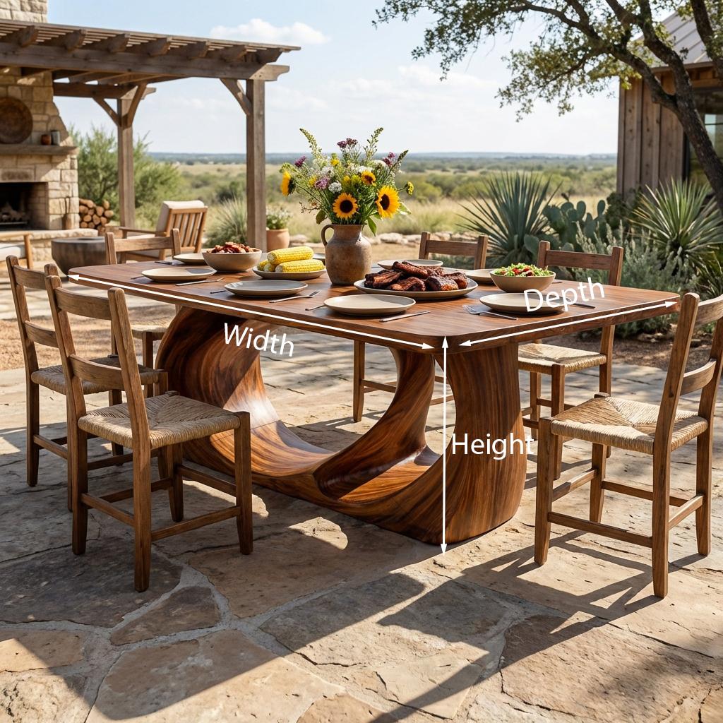Spry Interior Wooden Dining Table with Artistic Base, Handcrafted Solid Wood Kitchen Dining Table for Dining Room, Model RTTHTTDN032