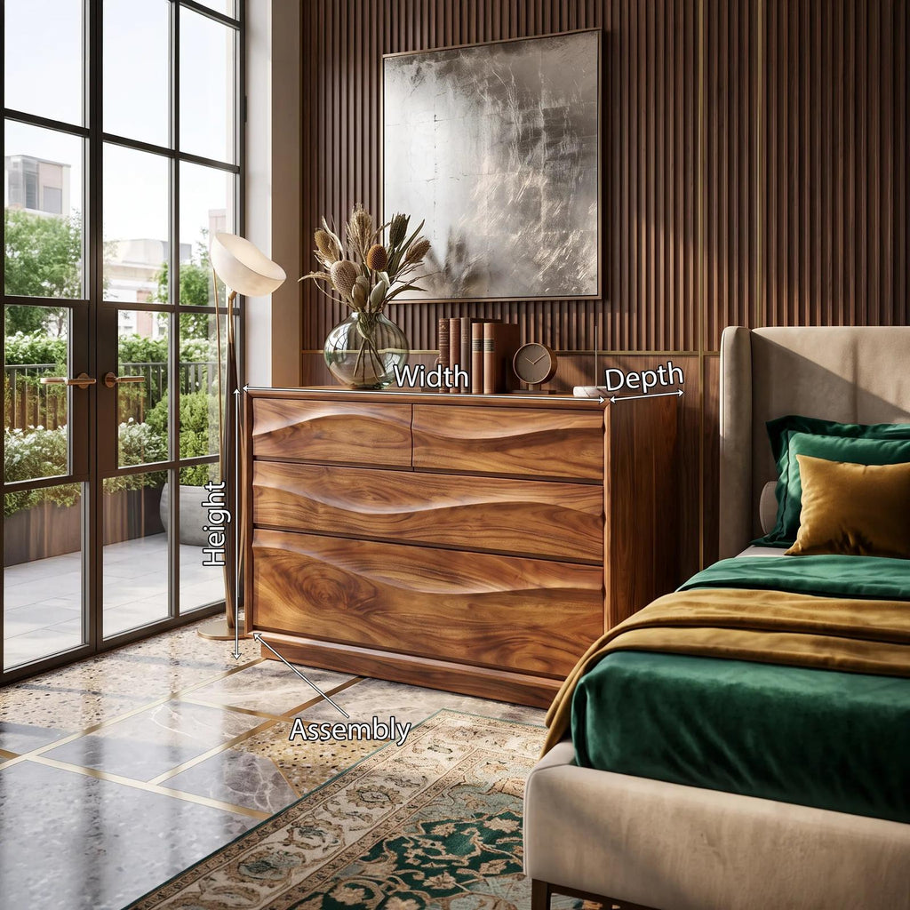 Mid Century Sculpted Chest Dresser For Bedroom