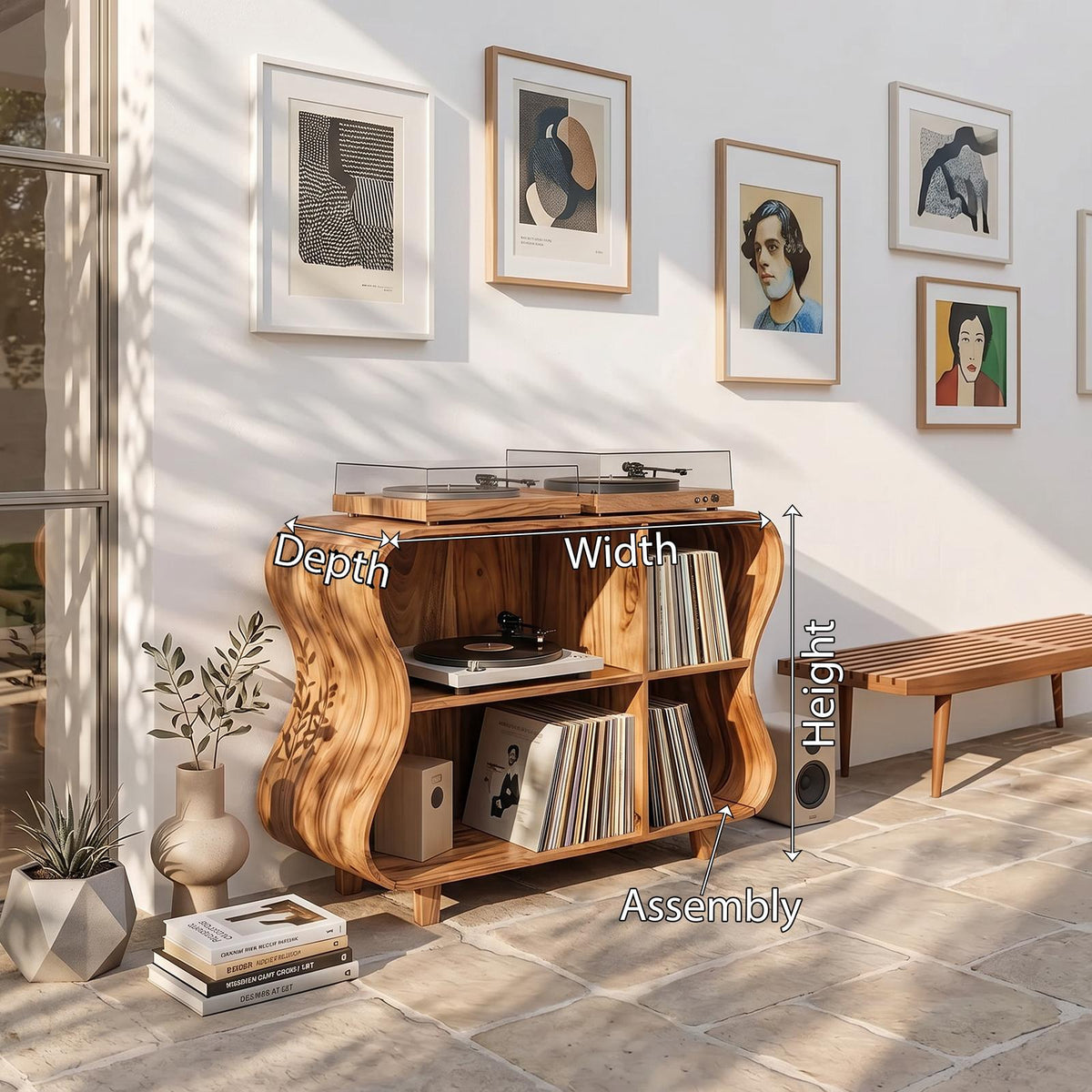 Rustic Wooden Vinyl Storage For Bedroom Display