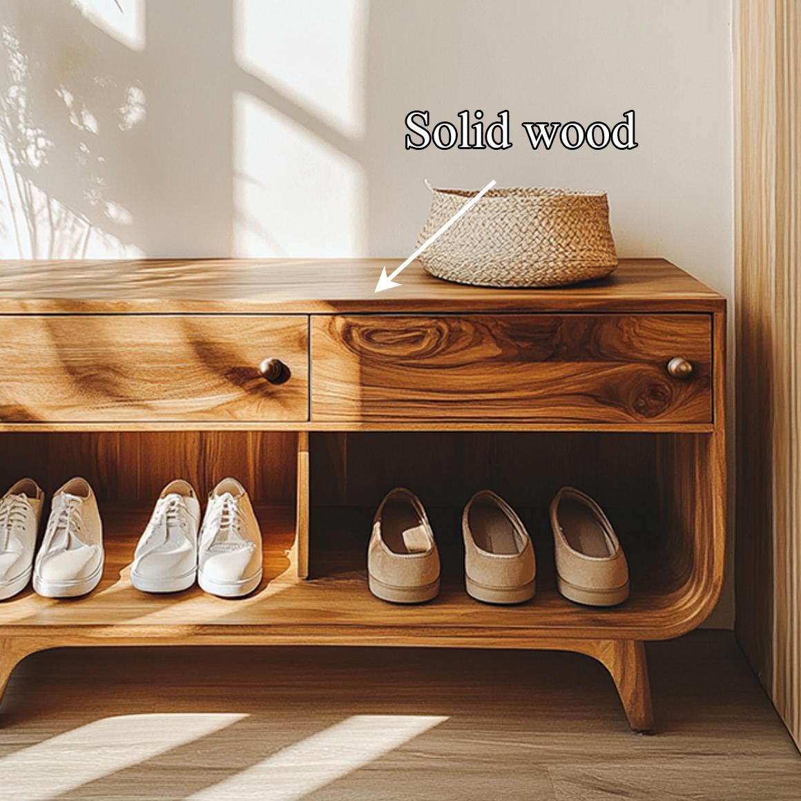 Scandinavian Functional Shoe Organizer, Modern Solid Wood Storage Bench Cabinet for Entryway, Hallway & Bedroom