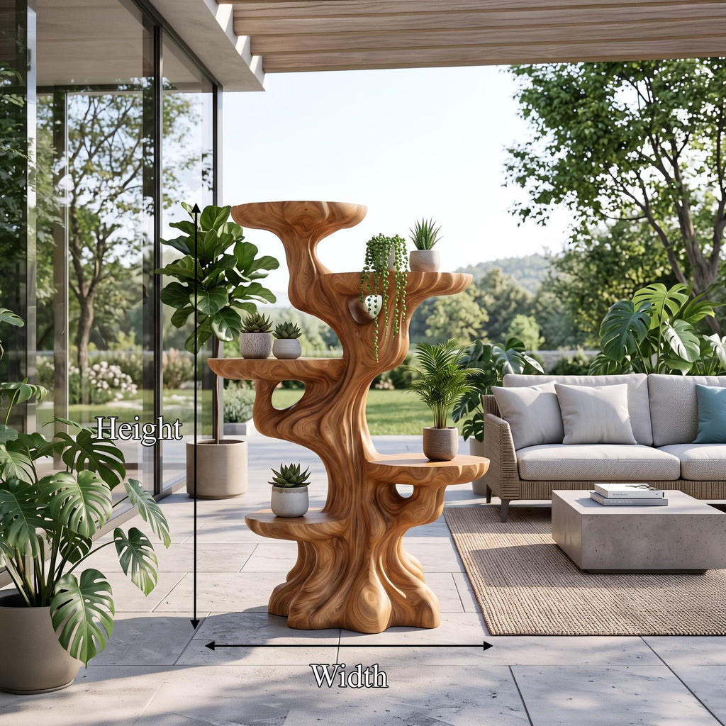 Contemporary Sculptural Plant Stand With Tiered Tree For Entryway SINLSAPT027