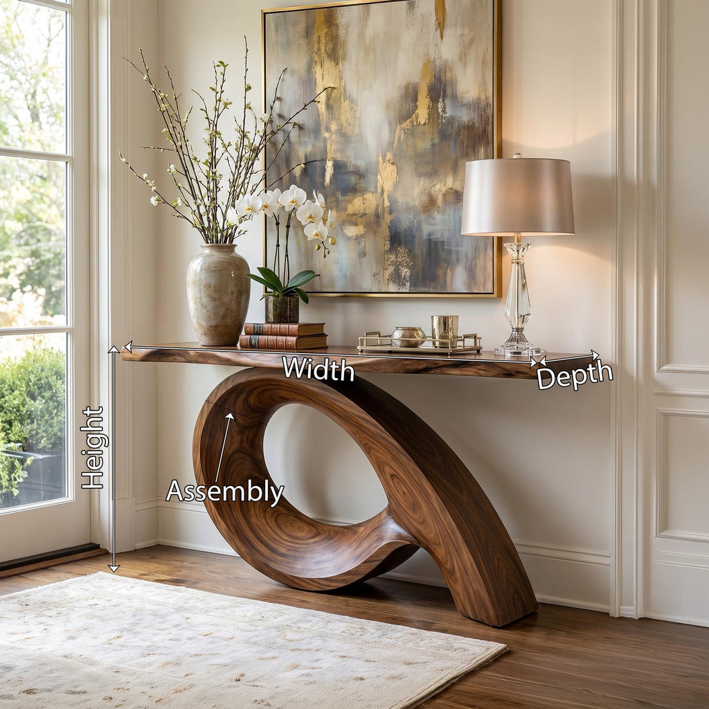 Organic Fluted Base Console Table Contemporary Entryway