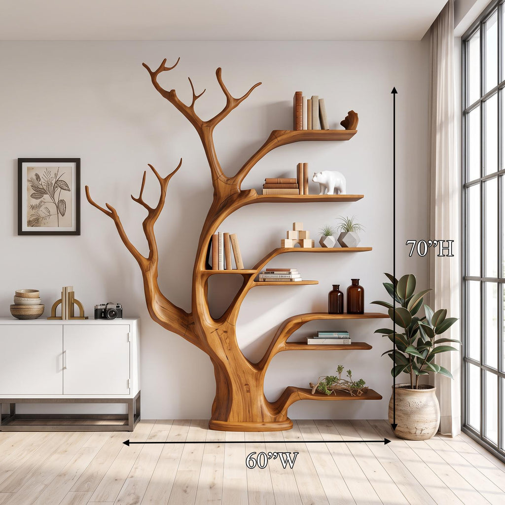 Rustic Tree Bookshelf Living Bedroom