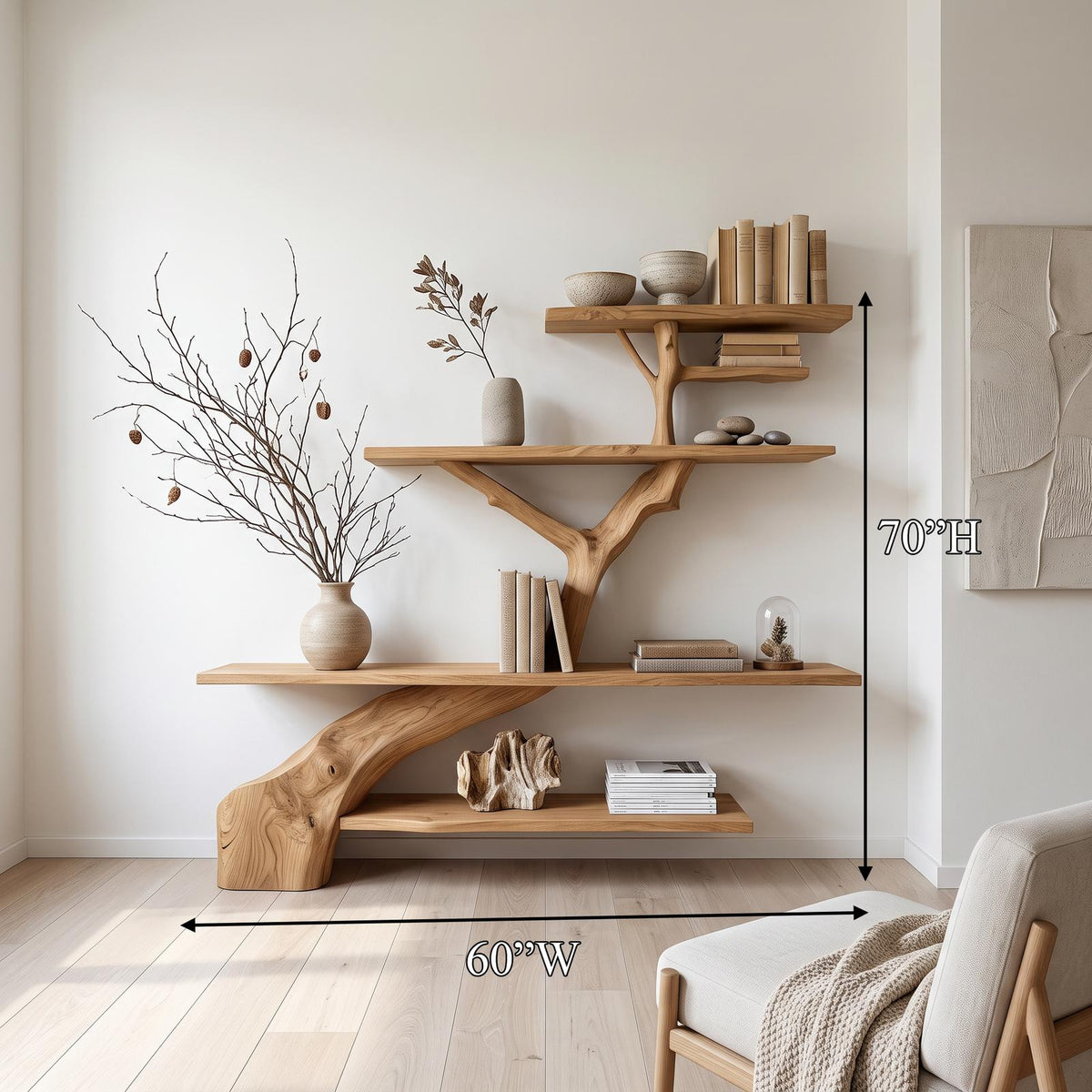 Rustic Tree Shelf Entry Living Room