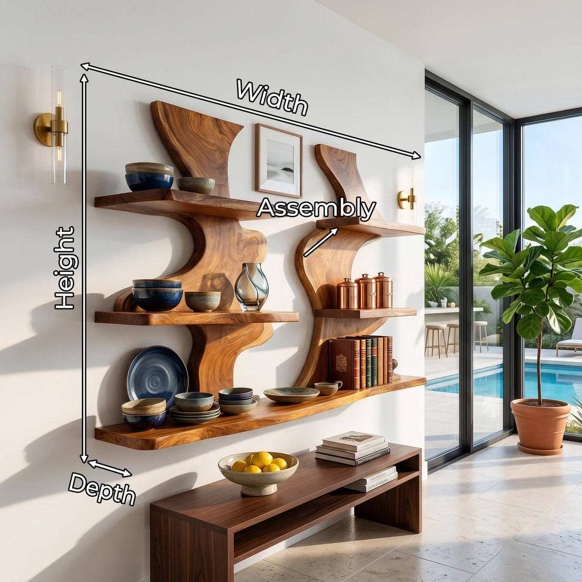 Organic Modern Decorative Wall Shelves for Living Room