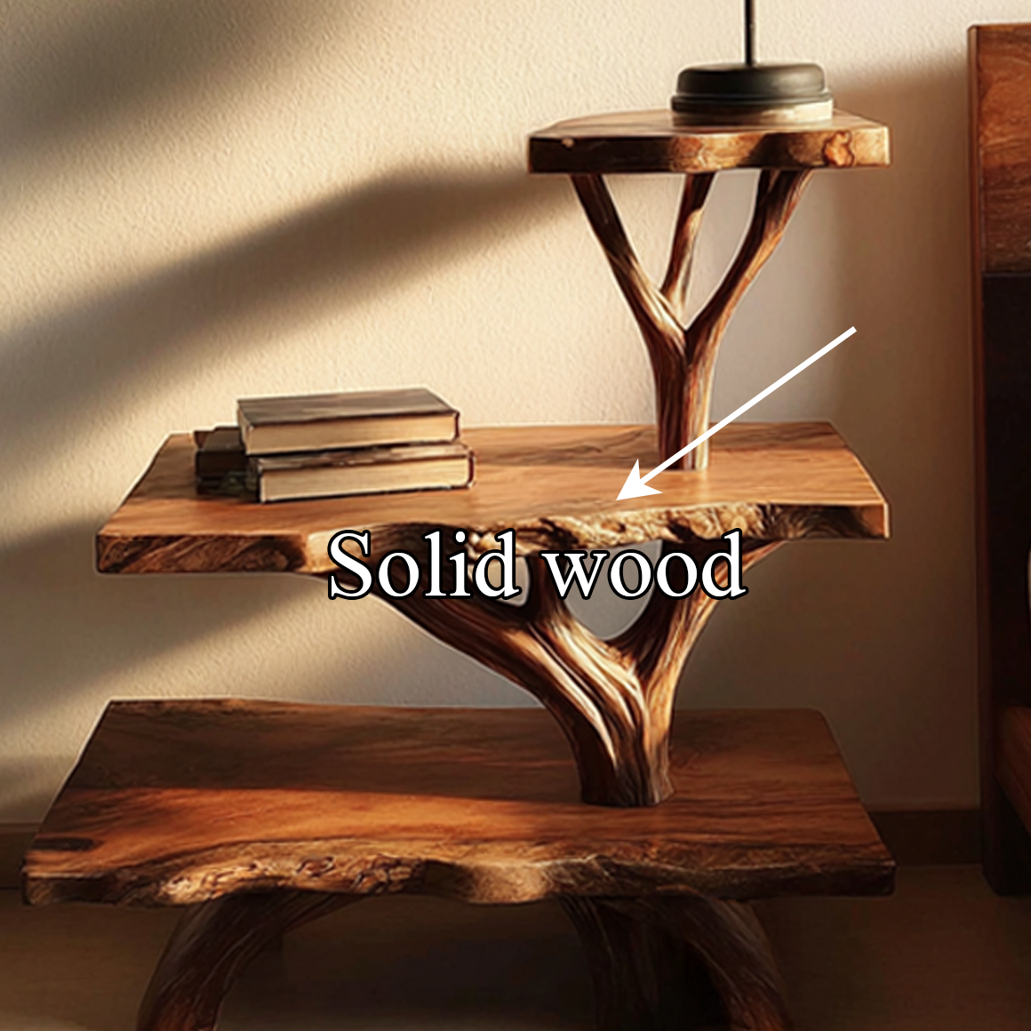 Rustic Tree Slab Nightstand, Live Edge Wood Bedside Table for Bedroom Apartment, Handcrafted Natural End Table