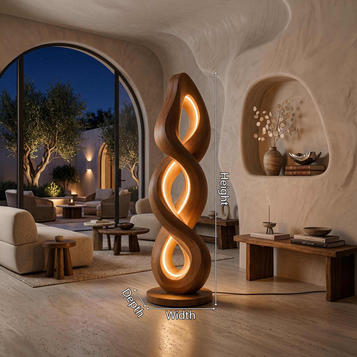 Organic Helix Lamp With Shelf For Interior